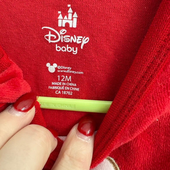 Disney Baby Minnie Mouse Red Fleece Footed Pajamas 12M Cozy Zip Sleeper - Picture 2 of 2